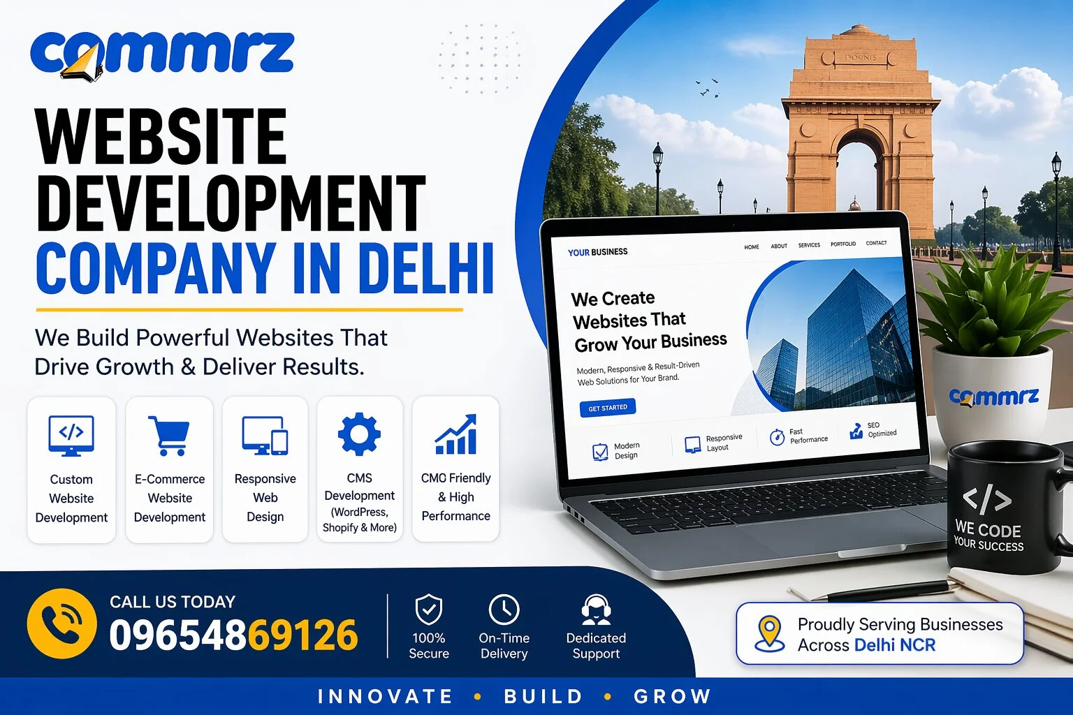 Website Development Company Delhi — Commrz | ₹0 Setup, No Coding Required