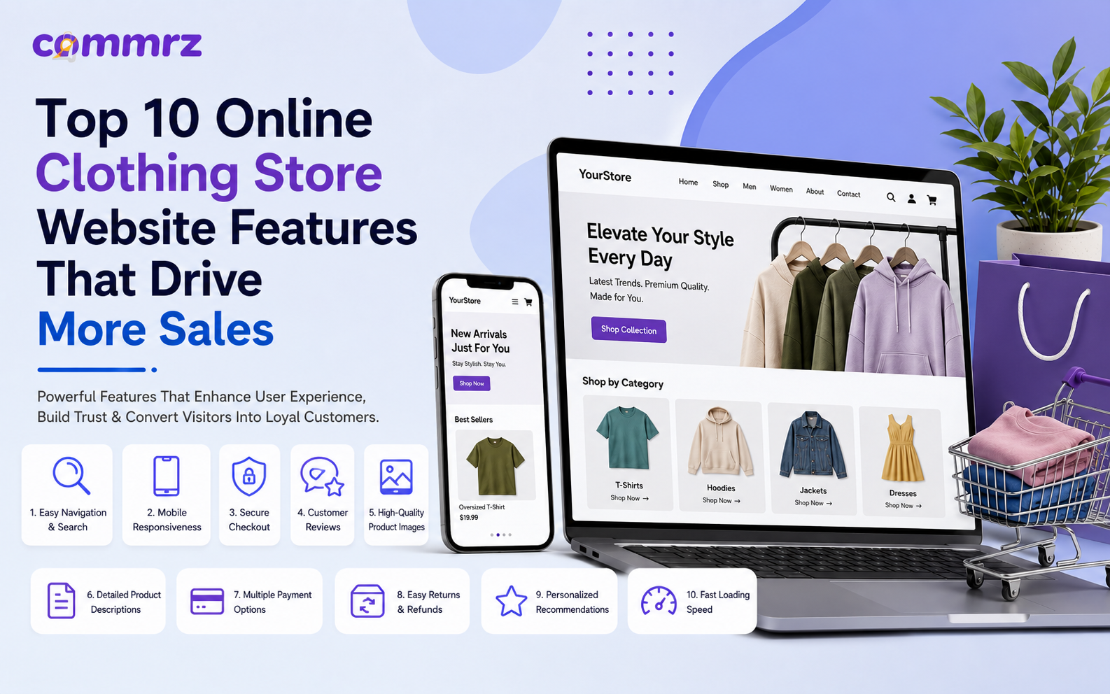 clothing store website features