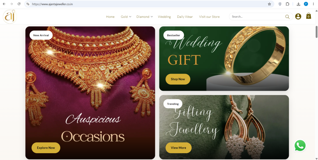 Luxury Jewellery Website Design Homepage