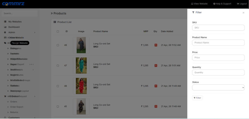 online clothing store website