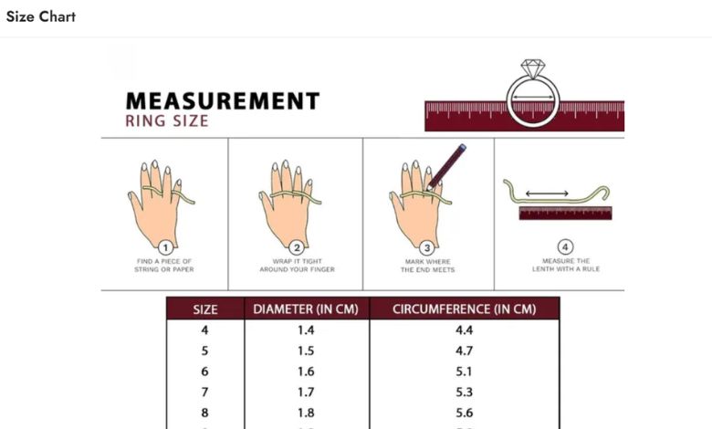 Jewellery Size Chart