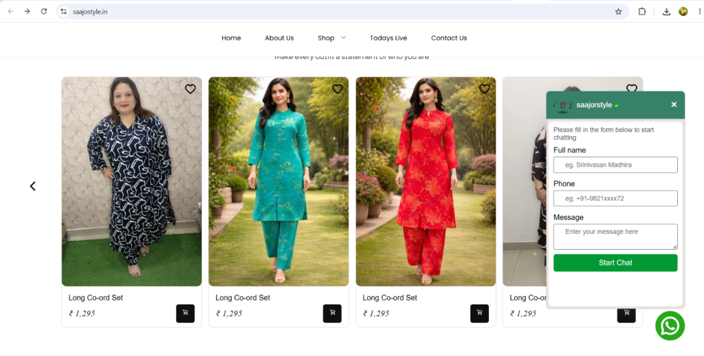 clothing store website features
